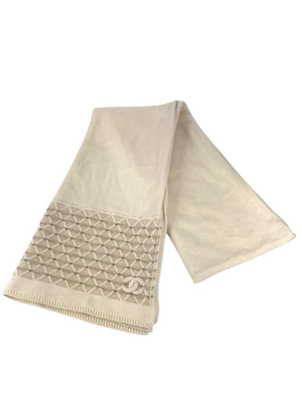 Chanel Scarf CC Logo Cashmere Beige
